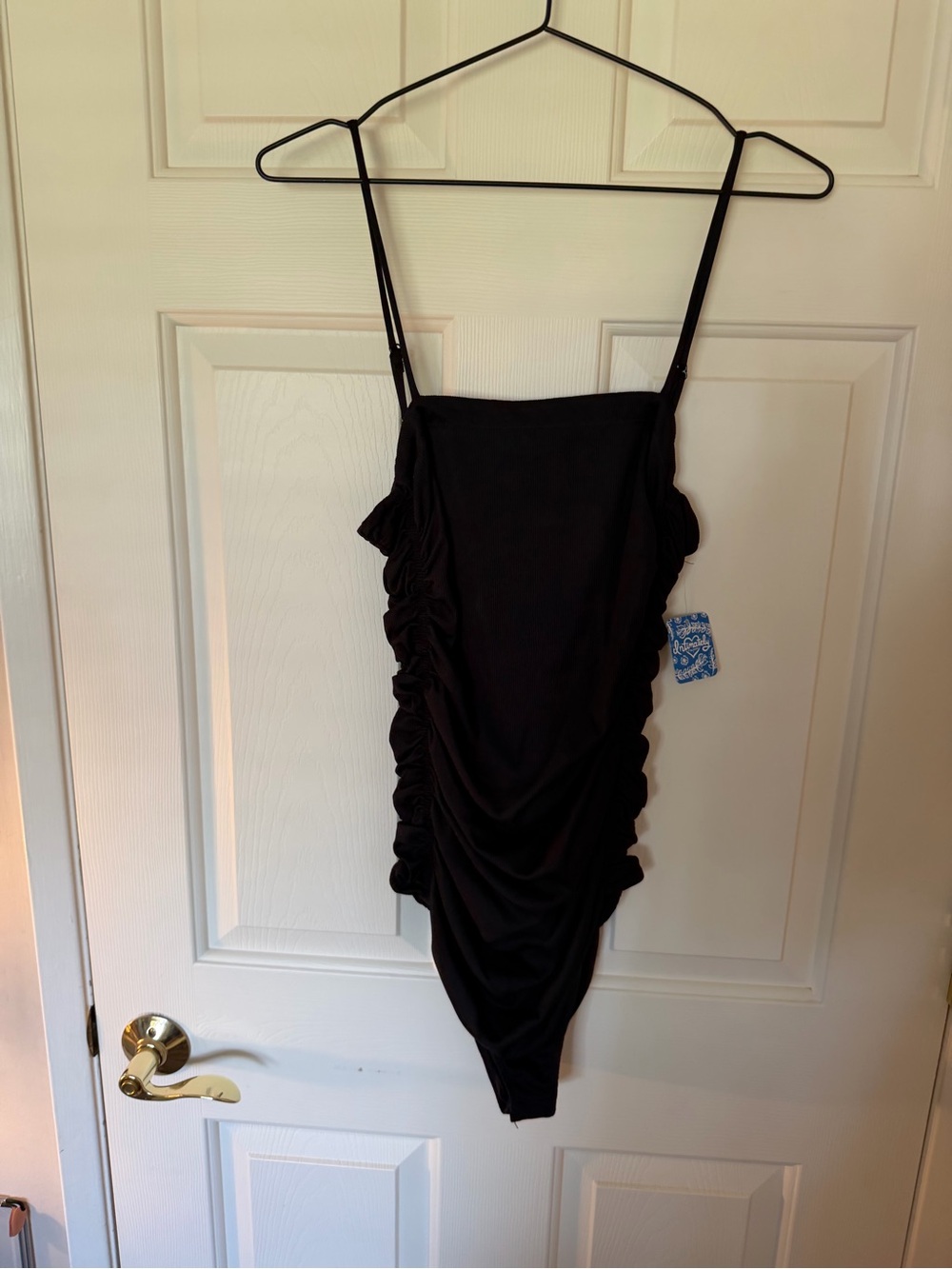 Free People Black Ruched One-Piece Bodysuit